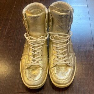 Saint Laurent Metallic Gold High-Top Sneakers